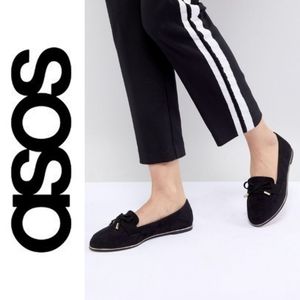 🥿 Black Suede Loafer Flats with Tassels